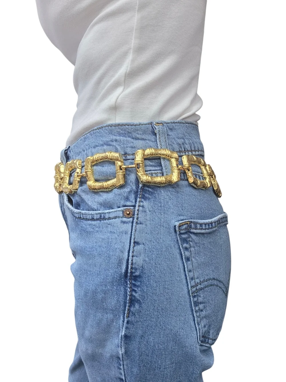 Vintage Omega Gold Chain Link Statement Belt NWT 80s 90s Glam